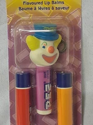 VTG Clown PEZ Bubble Man Clown Whistle Clip On Orange Strawberry Grape Lip Balm - Thumbnail 2