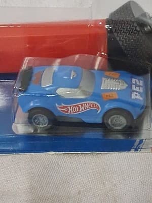 Retired Pez Candy Dispenser Hot Wheels Pull & Go Action Dispenser Blue Car - Thumbnail 3