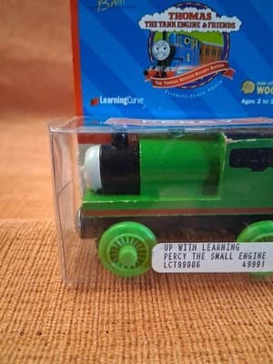 2004 Learning Curve Thomas Train Wood Railway Percy The Green Engine Used w Box - Thumbnail 3