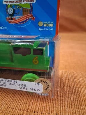 2004 Learning Curve Thomas Train Wood Railway Percy The Green Engine Used w Box - Thumbnail 4