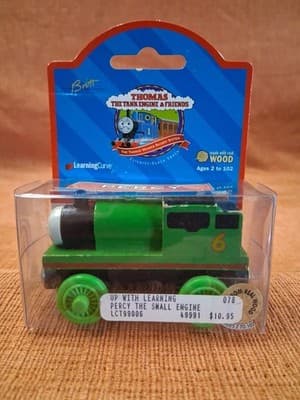 2004 Learning Curve Thomas Train Wood Railway Percy The Green Engine Used w Box - Thumbnail 2