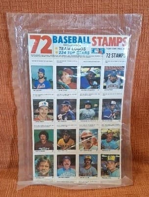 1983 Fleer Baseball 72 Stamps Factory Sealed Sheet #1 of 4