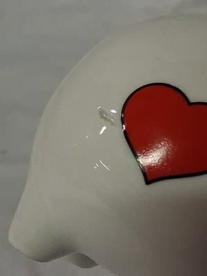 Vintage White Ceramic Heart Eyes Piggy Bank Myrtle Beach SC Travel Souvenir - Thumbnail 5
