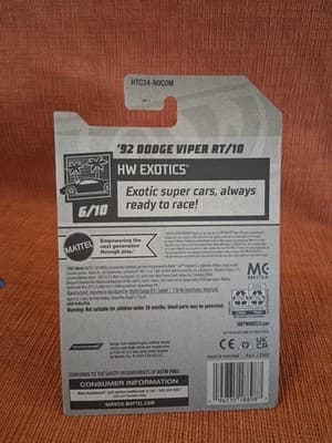 Hot Wheels HW Exotics 6/10 '92 Dodge Viper RT/10 218/250 Yellow - Thumbnail 2