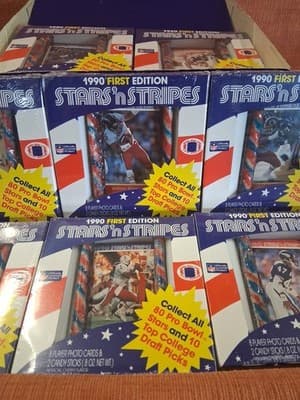 1990 Stars' n Stripes NFL 1st Edition - 24 Sealed Boxes - Jerry Rice - Moon ++ - Thumbnail 6