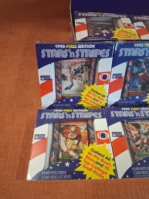 1990 Stars' n Stripes NFL 1st Edition - 24 Sealed Boxes - Jerry Rice - Moon ++ - Thumbnail 5