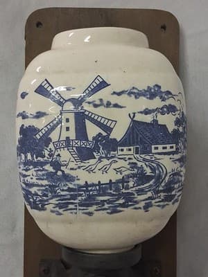 Vintage Dutch Delft Blue Wall Coffee Grinder Douwe Egberts 1950s Denmark - Thumbnail 2
