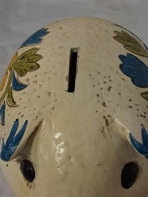 Vintage Retro Colorful Flowered Piggy Bank- Mid Century- Japan - Thumbnail 7