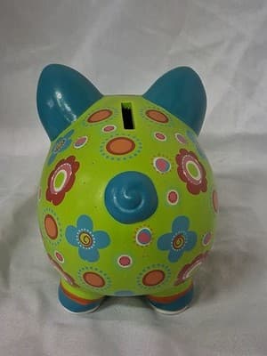 Brightly Colored Polka Dot And Flower Piggie Bank - Thumbnail 4