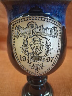 VTG Chalice Goblet 1997 King Richard’s Faire Renaissance Fest Blue/Black RARE - Thumbnail 2