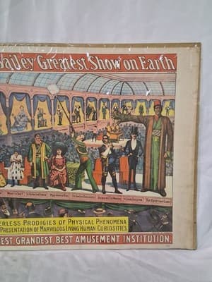 Barnum and Bailey Circus- Peerless Prodigies 14X 20 Boarded and Wrapped 🎪 - Thumbnail 3