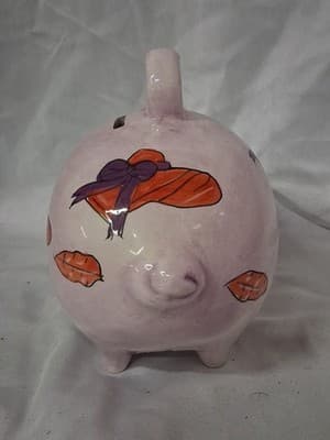 Vintage Ceramic Piggy Bank Nantucket Home Hat And Lips Design - Thumbnail 4