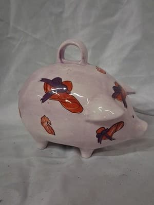 Vintage Ceramic Piggy Bank Nantucket Home Hat And Lips Design - Thumbnail 3