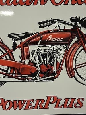 VINTAGE INDIAN CHIEF POWER PLUS MOTORCYCLE PORCELAIN/ENAMEL SIGN (13" X 10" ) - Thumbnail 6