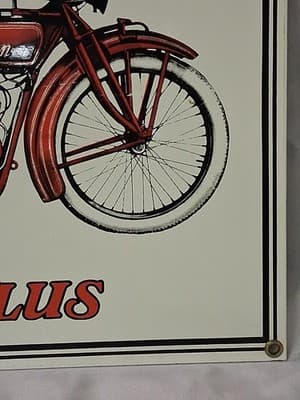 VINTAGE INDIAN CHIEF POWER PLUS MOTORCYCLE PORCELAIN/ENAMEL SIGN (13" X 10" ) - Thumbnail 4
