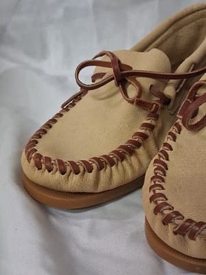 Vintage Handmade Hard Sole Slipper moccasin Size 7 GREAT CONDITION With Box - Thumbnail 3