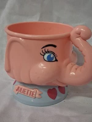 Vtg Ringling Bros Barnum & Bailey Circus Juliette Pink Elephant Plastic Mug Cup - Thumbnail 4