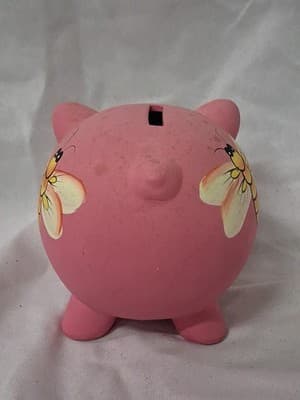 MINIATURE VINTAGE HAND PAINTED CERAMIC PIGGY BANK BUMBLE BEE 🐝 - Thumbnail 3