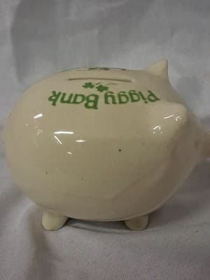 Irish Blessing Ceramic Pig Piggy Bank with Shamrock Design - Thumbnail 4