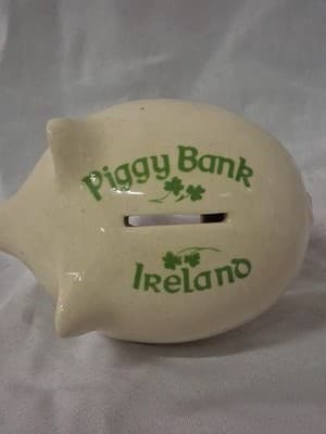 Irish Blessing Ceramic Pig Piggy Bank with Shamrock Design - Thumbnail 2