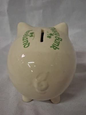 Irish Blessing Ceramic Pig Piggy Bank with Shamrock Design - Thumbnail 3