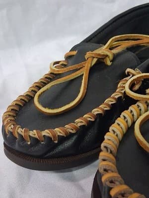 Vintage Handmade Hard Sole Slipper moccasin Size 7.5 GREAT CONDITION With Box - Thumbnail 3