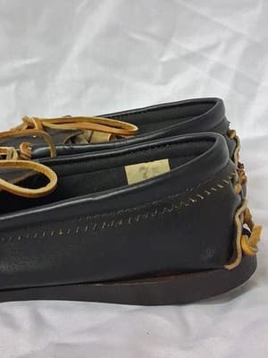 Vintage Handmade Hard Sole Slipper moccasin Size 7.5 GREAT CONDITION With Box - Thumbnail 4