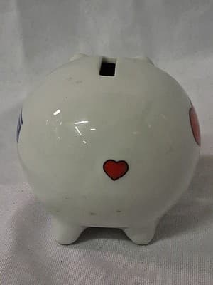 SILBERNE SOUVENIR PIGGY BANK ~ 5" X 4" X 4" ~ DON'T MESS WITH TEXAS ~ HEARTS - Thumbnail 4