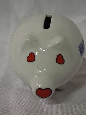 SILBERNE SOUVENIR PIGGY BANK ~ 5" X 4" X 4" ~ DON'T MESS WITH TEXAS ~ HEARTS - Thumbnail 2
