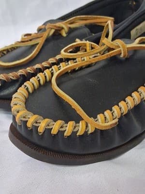 Vintage Handmade Hard Sole Slipper moccasin Size 7.5 GREAT CONDITION With Box - Thumbnail 2