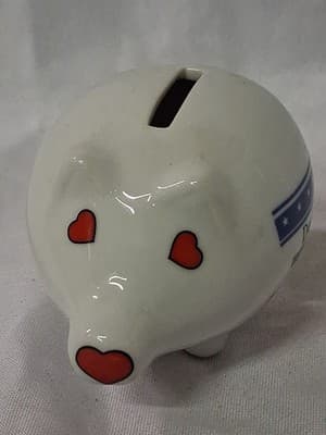 SILBERNE SOUVENIR PIGGY BANK ~ 5" X 4" X 4" ~ DON'T MESS WITH TEXAS ~ HEARTS - Thumbnail 6