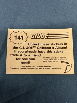 Rare Vintage Hasbro GI Joe 1986 Series 1 Trading Card #141 - Thumbnail 2