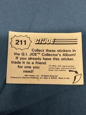 1987 G.I. Joe Sticker #211 Vintage Hasbro Collector Sticker - Thumbnail 2