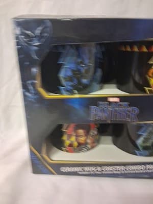 Marvel Comics Collector Series Black Panther Mug & Coaster 4 Pack Set Rare NEW - Thumbnail 2