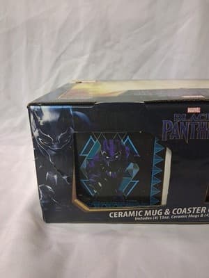 Marvel Comics Collector Series Black Panther Mug & Coaster 4 Pack Set Rare NEW - Thumbnail 4