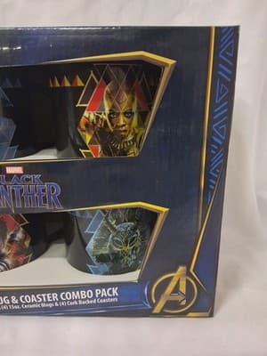 Marvel Comics Collector Series Black Panther Mug & Coaster 4 Pack Set Rare NEW - Thumbnail 3
