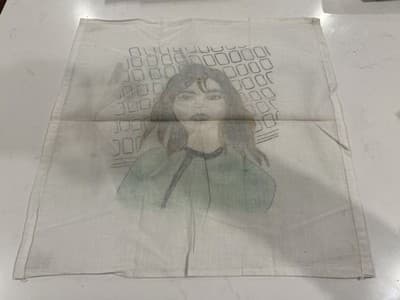 Rare Cloth Original Fantasy Art Drawing Sketch Nice Piece - Thumbnail 2