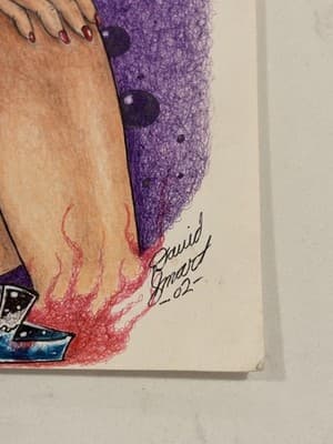 Rare Original Sexy Woman Fantasy Art Drawing Sketch Artist Signed - Thumbnail 2