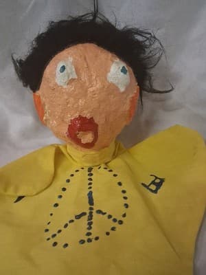 Lot of 2 Vintage Hand Puppets Hard Plastic Painted Heads Cloth Bodies Unique - Thumbnail 6