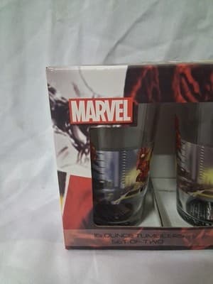 Marvel Heroes Ironman Set Of Two (2) 16oz Glass Tumblers Pint Glasses NEW - Thumbnail 2