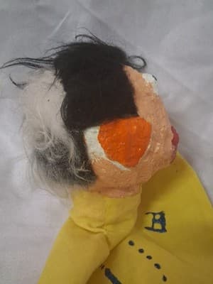 Lot of 2 Vintage Hand Puppets Hard Plastic Painted Heads Cloth Bodies Unique - Thumbnail 7
