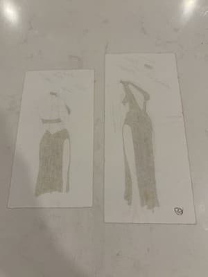 Rare Original Art Drawing Sketch Artist Black Dress Designs - Thumbnail 2