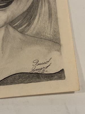 Vtg Rare Original Woman Portrait Fantasy Art Drawing Sketch Artist Signed 2002 - Thumbnail 2