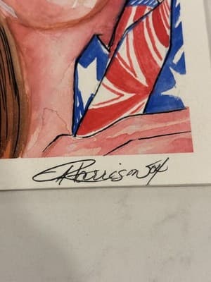 Patriotic Girl Rare Original Sexy Fantasy Art Drawing Sketch Artist Signed 04 - Thumbnail 2
