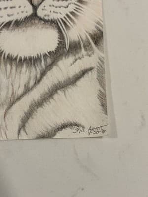 Vtg Woman & Tiger Rare Original Sexy Fantasy Art Drawing Sketch Artist Signed - Thumbnail 2