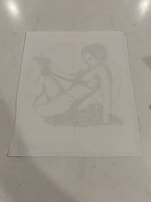 Sexy Woman With Gun Fantasy Art Drawing Sketch Artist Signed Gould 2001 - Thumbnail 3