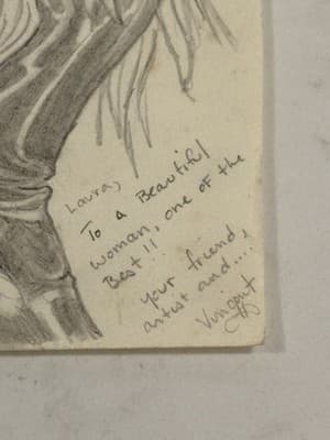 Vtg Woman & Lion 🦁 Rare Original Sexy Fantasy Art Drawing Sketch Artist Note - Thumbnail 2