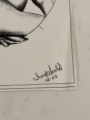 Sexy Woman With Gun Fantasy Art Drawing Sketch Artist Signed Gould 2001 - Thumbnail 2