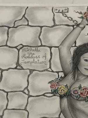 Rare Sexy Goddess Of Temptation Fantasy Art Drawing Sketch Artist Signed Gould - Thumbnail 2