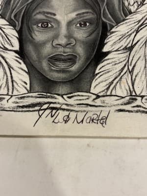 Rare Original Abstract African Woman Fantasy Art Drawing Sketch Artist Signed - Thumbnail 2